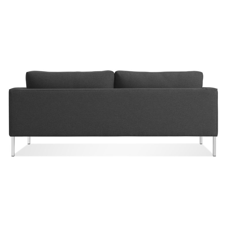 Paramount Sofa, Sanford Black Polyester Blend, Stainless Steel, 32" H x 95" W x 34" D