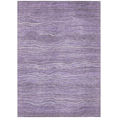 Tapis d'intérieur lavable abstrait mauve et lavande 5 pi x 8 pi Andrea