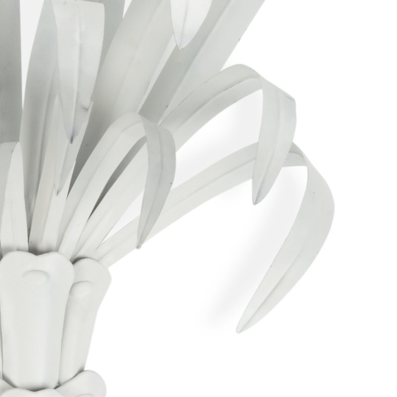 Faux Palm Tree in Metal Pot, White, White