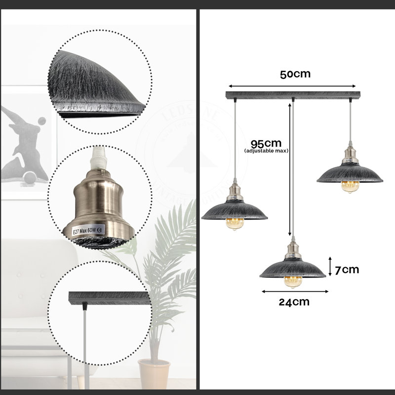 Garr 3 - Light Kitchen Island Pendant, Yes, Brushed Silver