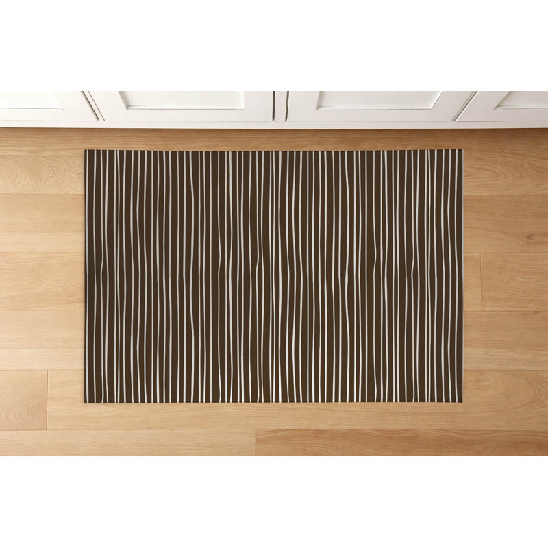 Tapis de cuisine à profil bas Spinal Colonne, Rectangle 5' x 7', Mocha Brown Striped