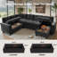 Canapé-lit modulaire 110 po, canapé modulaire modulaire avec lit escamotable, rangement, ports USB et porte-gobelets-579985038-579985037