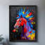 Art encadré noir Le cheval non restreint peint avec de la peinture et de la fourrure, impressions sur toile de style rétro-1815588393