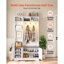 Arbre d'entrée avec banc et rangement pour chaussures, 39 po de large, arbre d'entrée avec banc, crochets de suspension, tablettes de rangement, tablettes à chaussures réglables, éclairage à DEL, bois, pour vestibule, vestibule, couloir, blanc