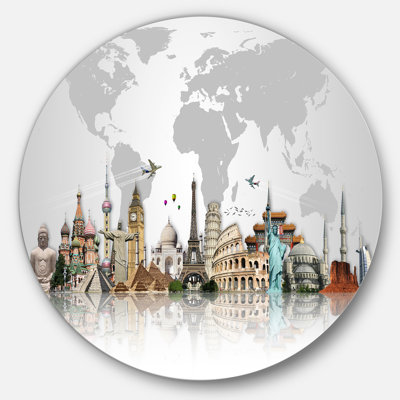Famous Monuments Across World Graphic Art Print