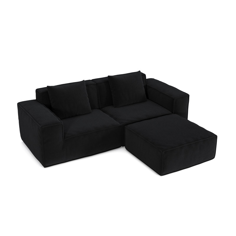 Canapé modulaire modulaire à conversion libre, 3, H 39,37 po x l 86,6 po x P 28,39 po, Noir