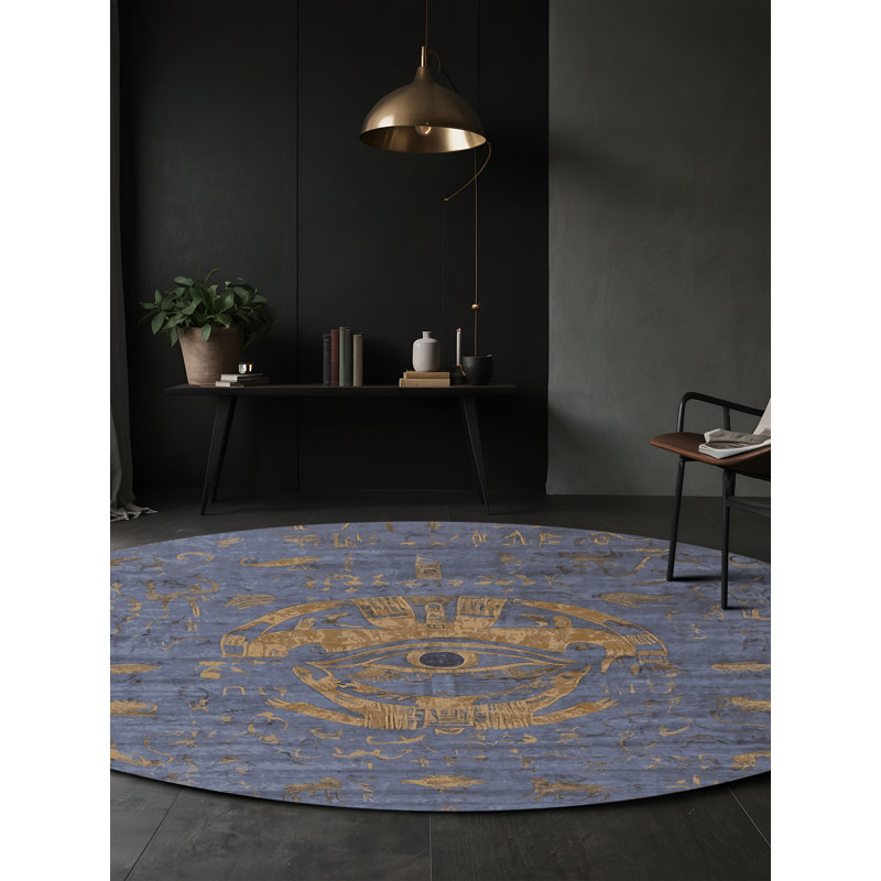 Machine Washable Gray Area Rug, Round 6'