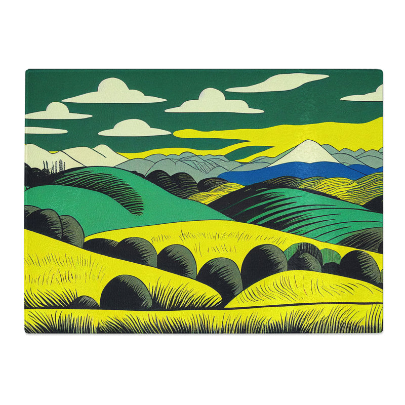 Pop Art Meadow Landscape Vol.4 Abstract  Glass Chopping Board