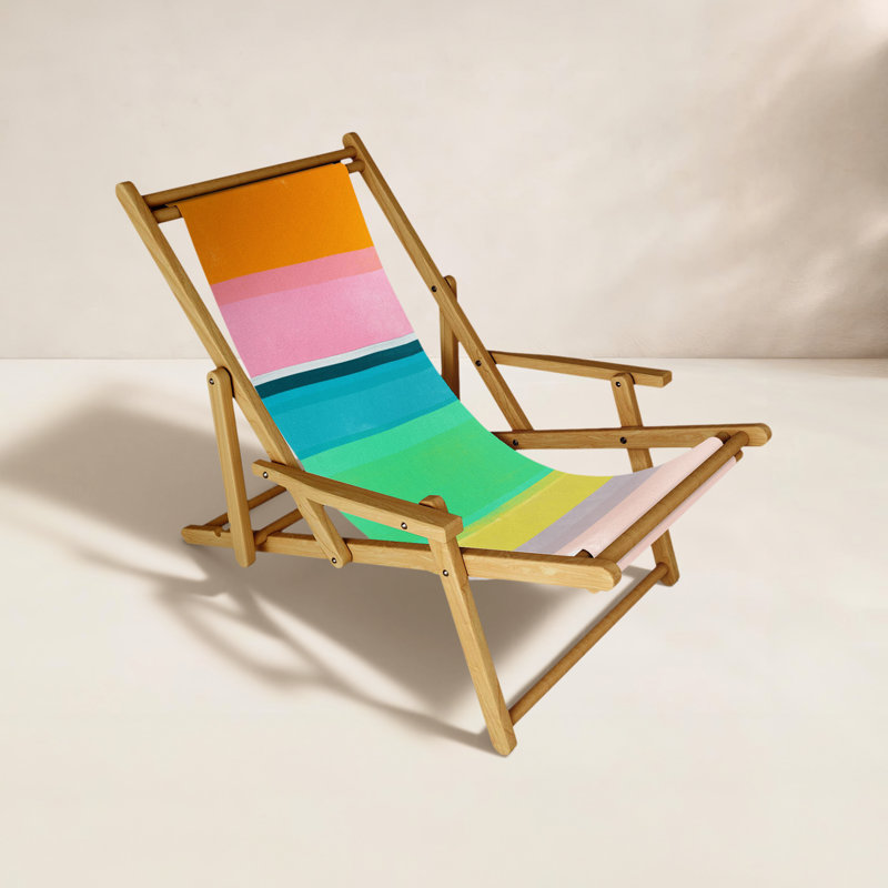 Tania Folding Deck Chair, Green/Blue