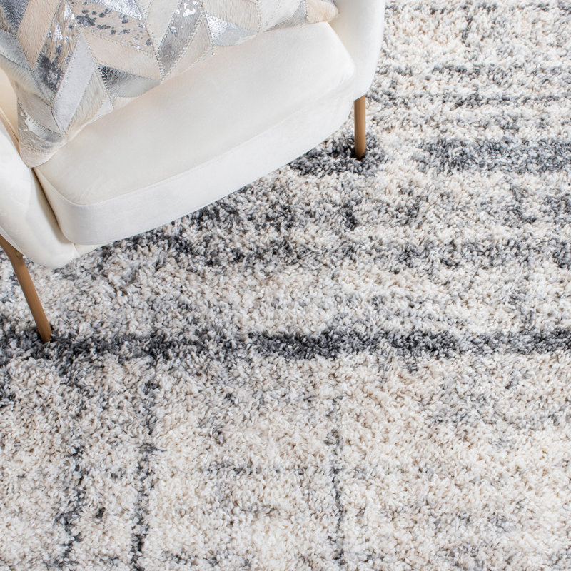 Kaylum Abstract Ivory/Grey Area Rug, Rectangle 5'3" X 7'6"