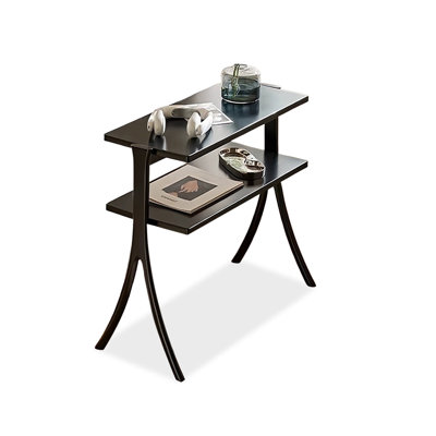 Black Solid Wood Rectangular Console Table