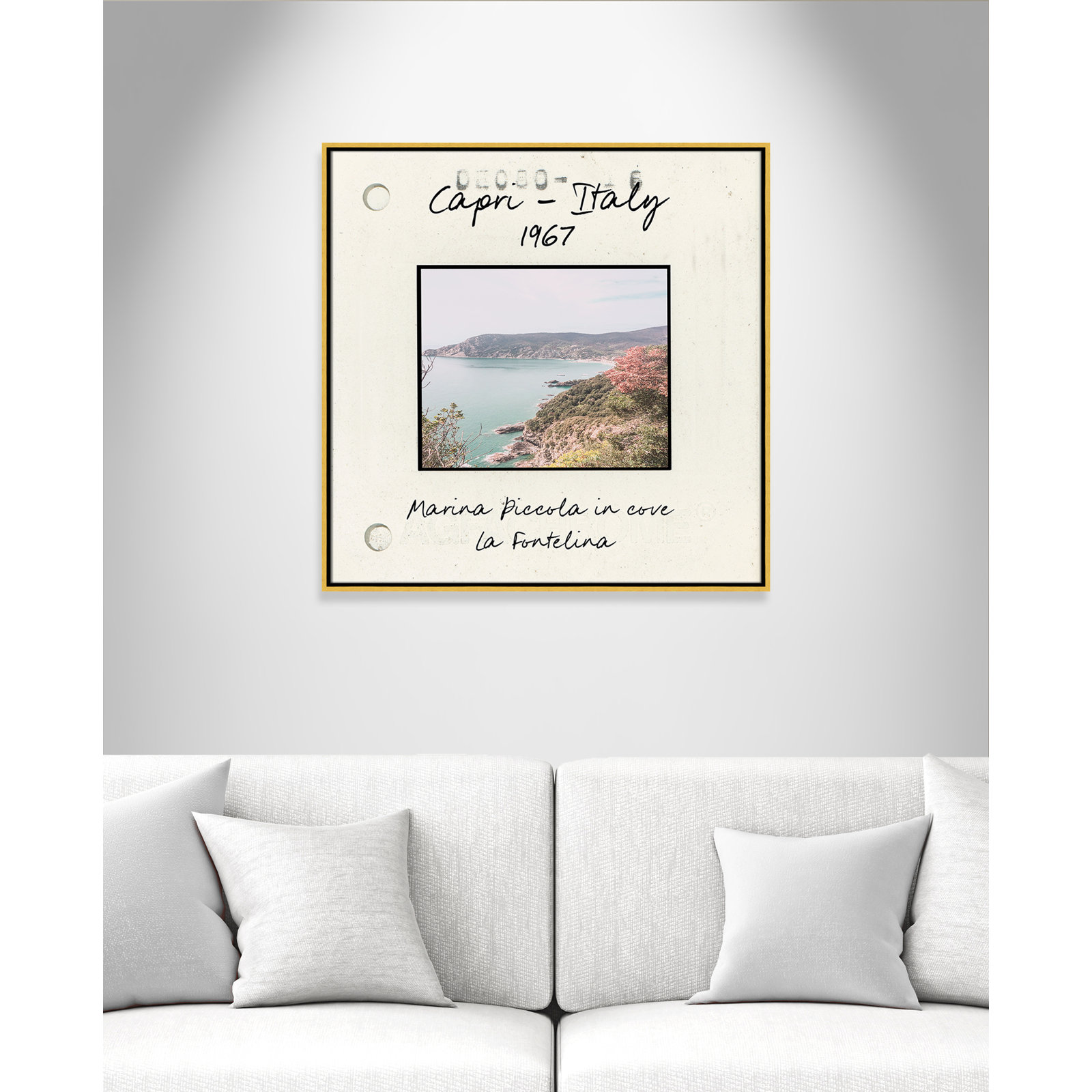 Ritona "Capri, Italy - Marina Piccola" Print, Gold Floater Framed Canvas, 31.5" H x 31.5" W x 2" D