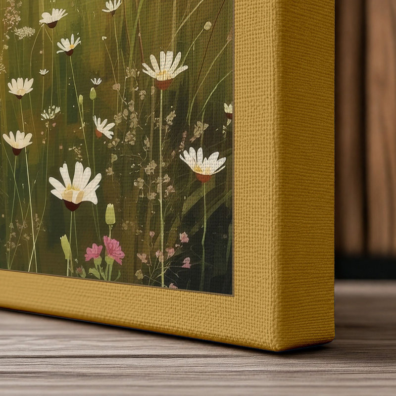Misty Meadow Botanical - Wrapped Canvas, 36x24 - 91.4 x 61.0 cm, Ochre Border