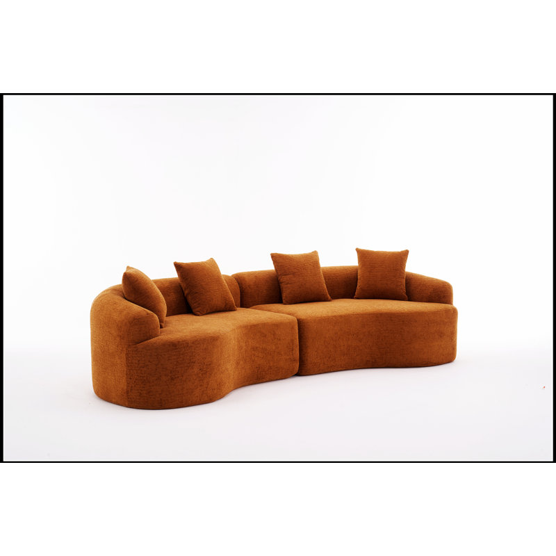 Canapé luxueux pour le salon avec coussins moelleux et design élégant, parfait pour le confort et l'élégance, 3, Tissu orange
