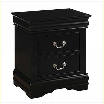 Table de chevet 2 tiroirs noire avec rangement