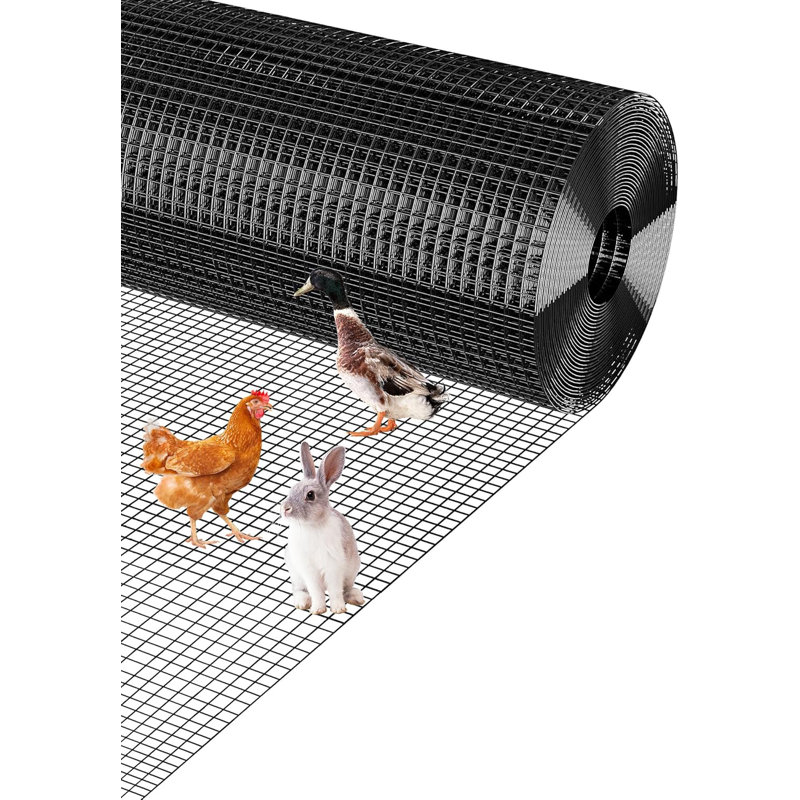 Hex Wire Fence Roll - Filet galvanisé résistant aux animaux, Noir, H 50 po x l 36 po x P 0,39 po