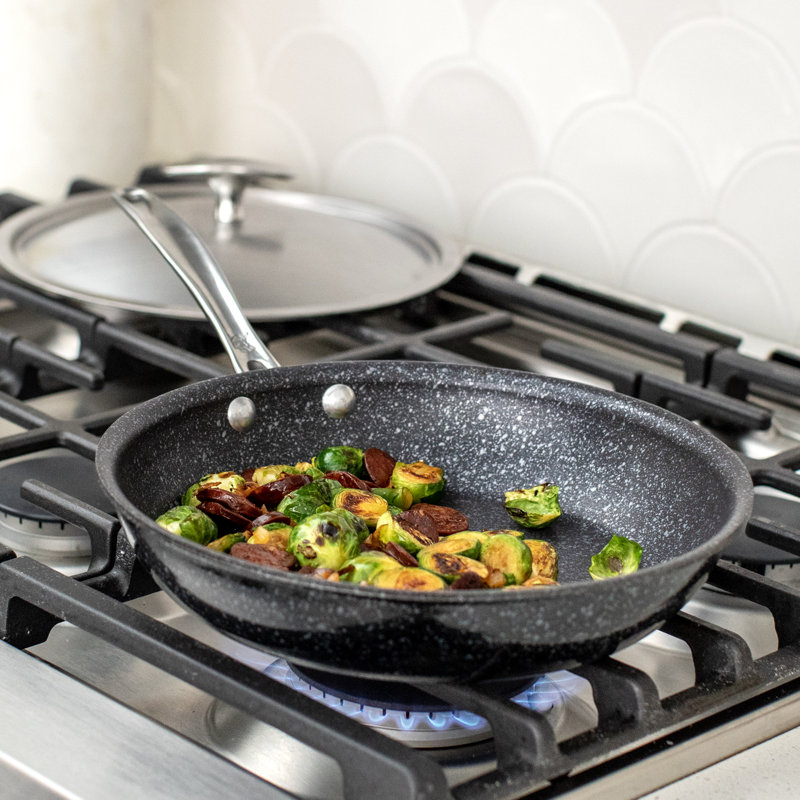 Basalt 10" Black Aluminum Saute Skillet with Ceramic Coating