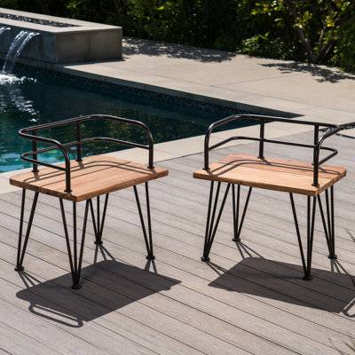 2 chaises rustiques - sièges en bois, cadres en fer, finition, pour 2 chaises d'extérieur pour patio, cadre, mobilier élégant