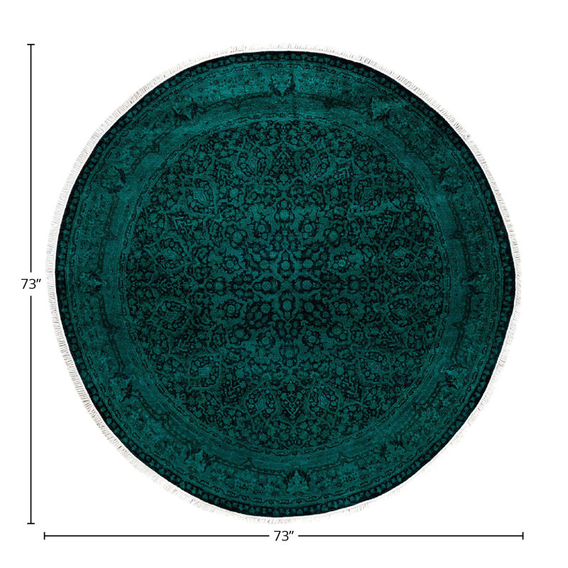 Damekia One-of-a-Kind Round 6' 1" X 6' 1" New Age Round Wool Area Rug Green
