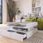 Table basse relevable avec 2 tiroirs, table basse carrée moderne avec plateau en verre-833690812