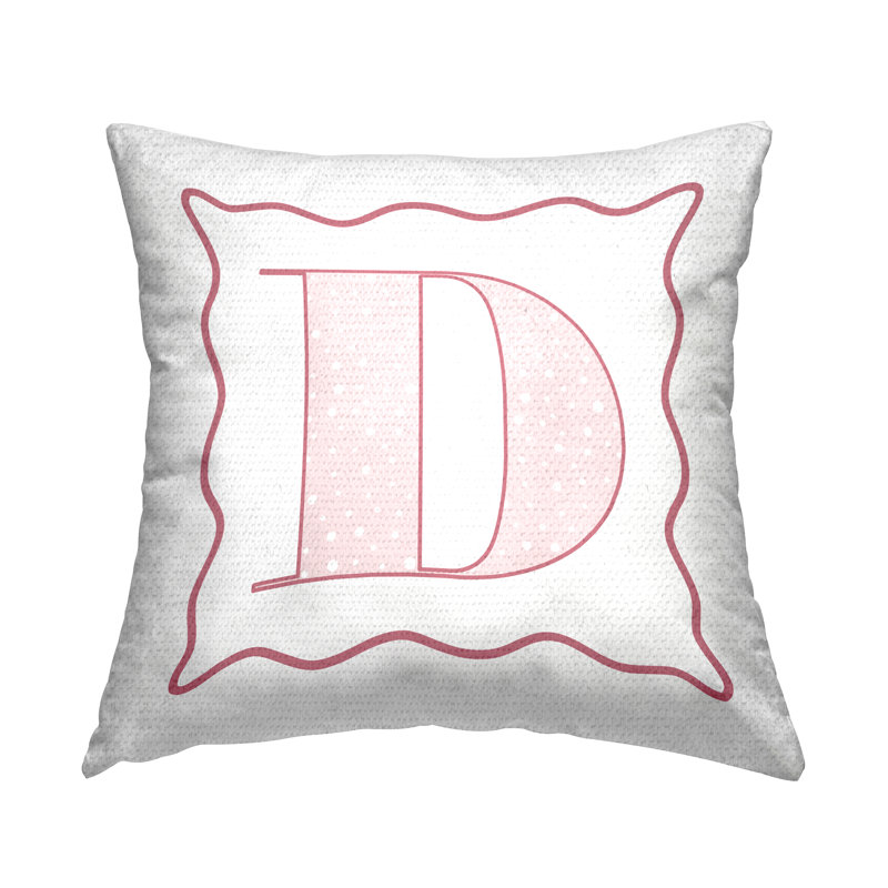 Coussin décoratif à pois rose lettre intérieur / extérieur, D