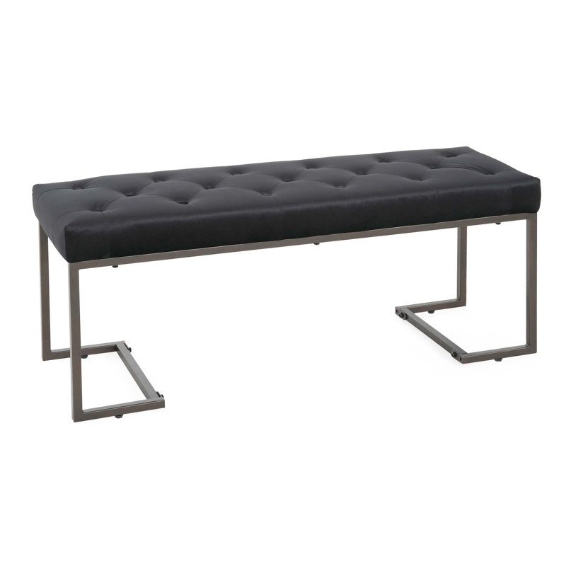 Foram Fabric Upholstered Bench, Black
