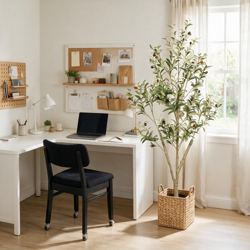 Arbre artificiel d'intérieur 5 pi, plante artificielle réaliste en pot noir pour décoration intérieure et extérieure