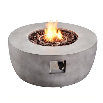 Kullan Teamson Home Outdoor 36"" Faux Concrete Round Propane Gas Fire Pit -  17 Stories, 647DFC9673D4414FA8829C8CF69118A9