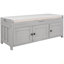 Banc de rangement avec 3 portes en forme de volet, banc à chaussures avec coussin amovible et espace de rangement caché-222317552-222317553