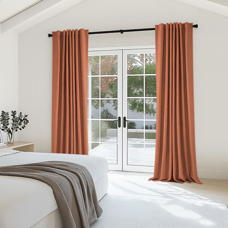 Paire de rideaux occultant et texturé 100% lin 50 po (ensemble de 2), L 50 po x L 84 po, Orange