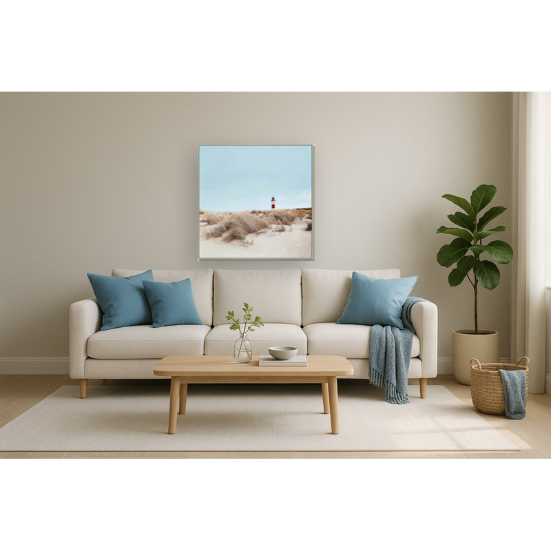 Art mural en toile Serenity Beacon on Dune Sands - 41 po x 41 po - Cadre beige