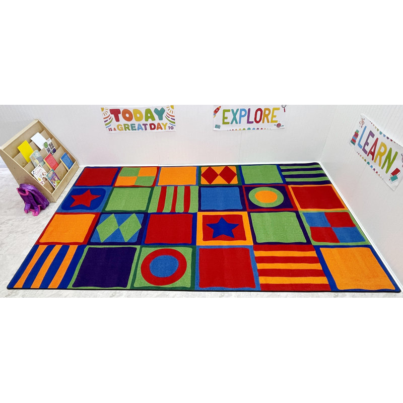 Tapis à motif carrés, Rectangle 7 pi 6 po x 12 pi