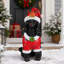Statue de Noël chien caniche avec tenue de père Noël