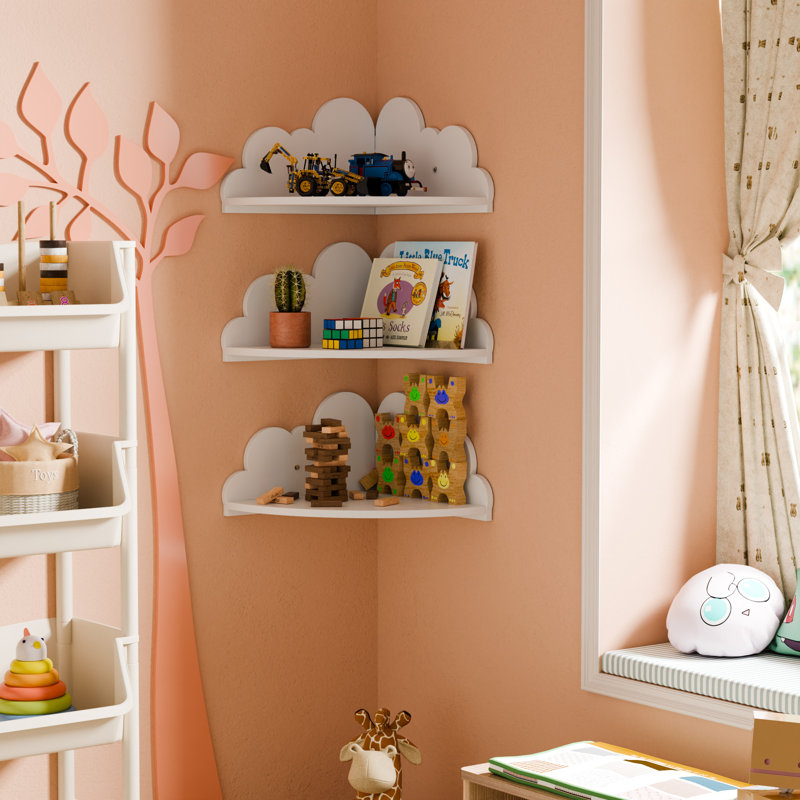 Cute Cloud Floating Corner Shelves - Cloud Wall Mounted Corner Shelf, Stylish Cloud Shaped Display & Storage Shelves For Plants, Home Decor And Space-saving Organization