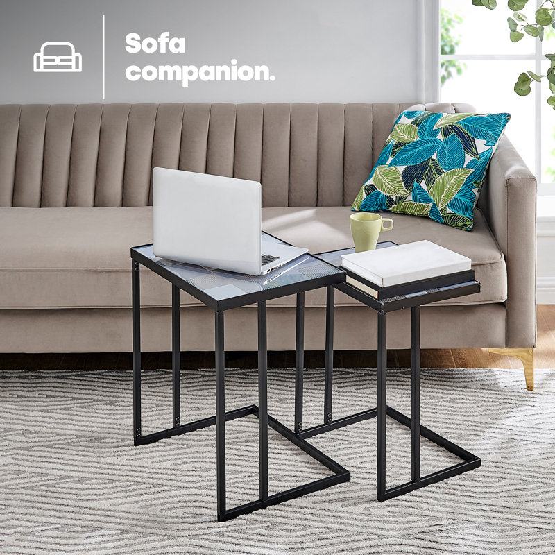Kavic Glass Top Frame Nesting Tables