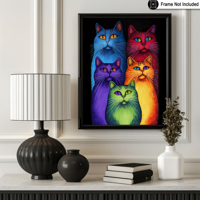 Rainbow Cats, Unframed, Poster, 08"H x 10"W