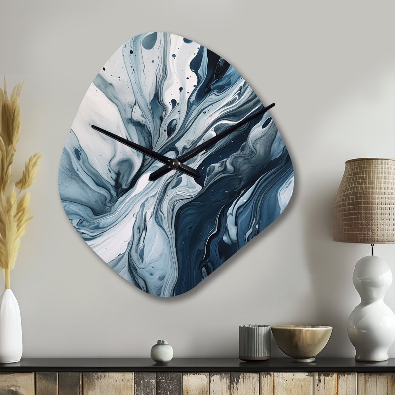 Horloge murale bleue et grise Elixir III - Abstrait, Grand