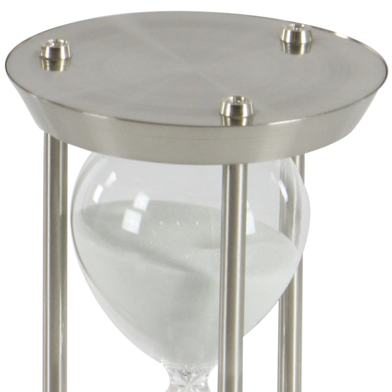Elegant Silver Metal and Glass 12" Hourglass Sand Timer
