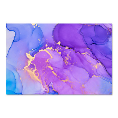 " Purple And Blue Luxury Abstract Fluid VII " Painting Print