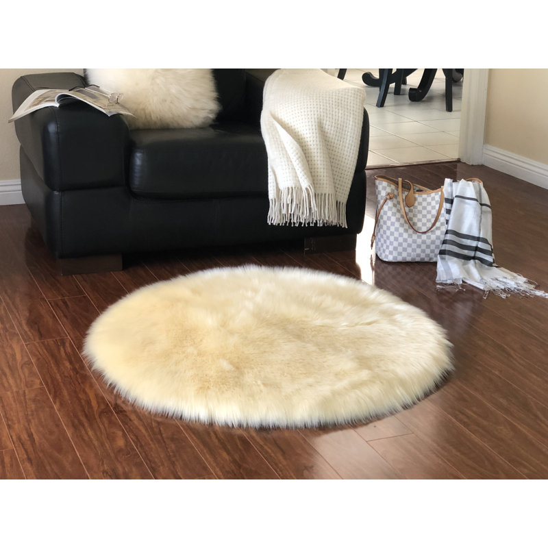 Tapis crème foncé luxueux Wieland, Rond 5 pi