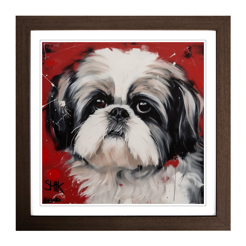 Shih Tzu Constructivism No.3 - Framed Print, Oak