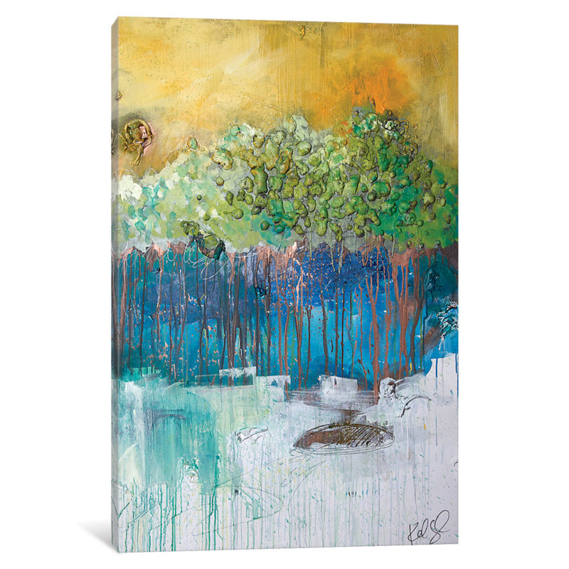 « dimensionnelle trees ii », art mural sur toile tendue, H 26 po x l 18 po x P 1,5 po, Toile tendue, Pas de tapis