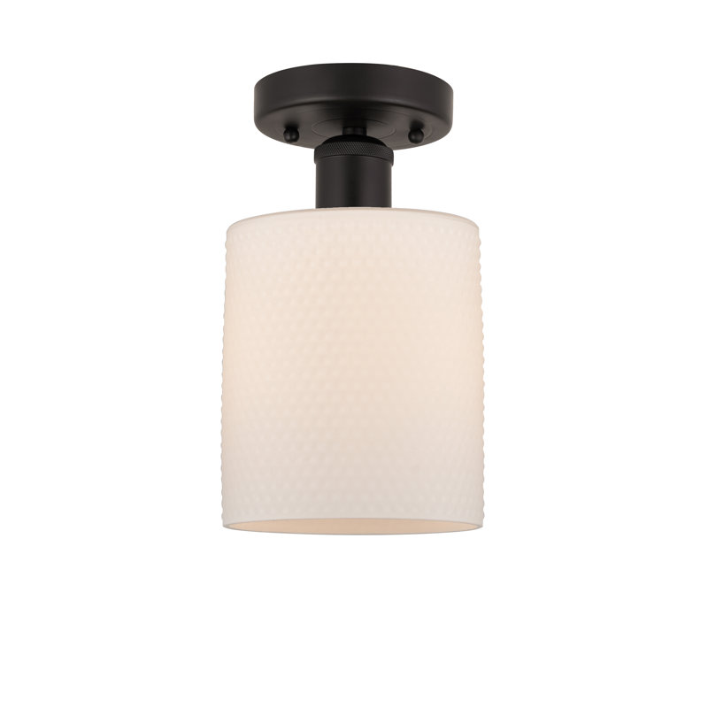 Plafonnier semi-encastré 5 lumières Anelise, Blanc mat, Bronze huilé