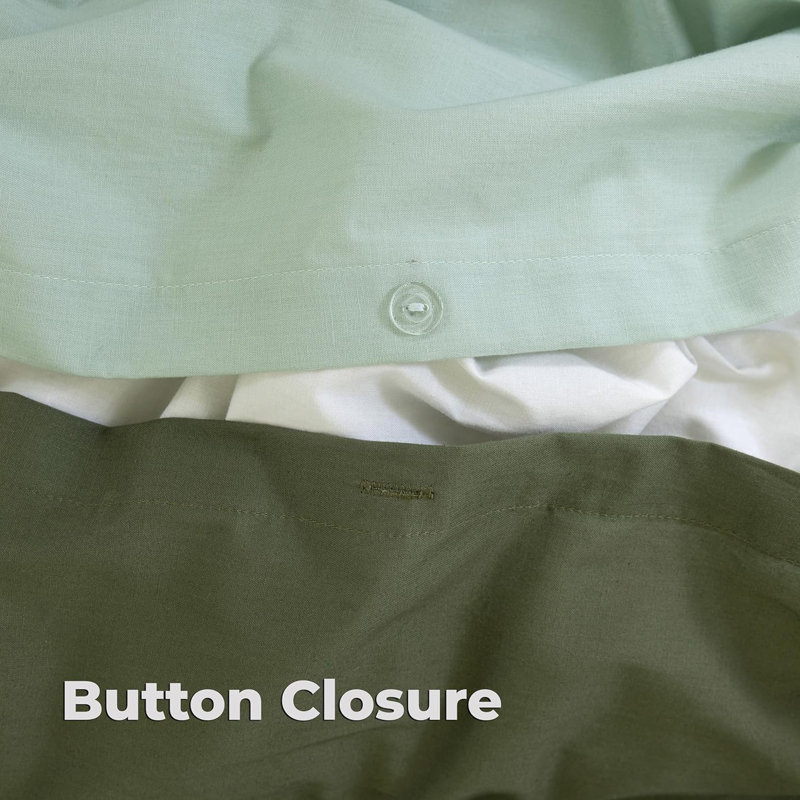 Reversible 100% Cotton Duvet Cover Set, Luxury Cotton Duvet Cover with Pillowcases, Soft & Breathable, King, Green