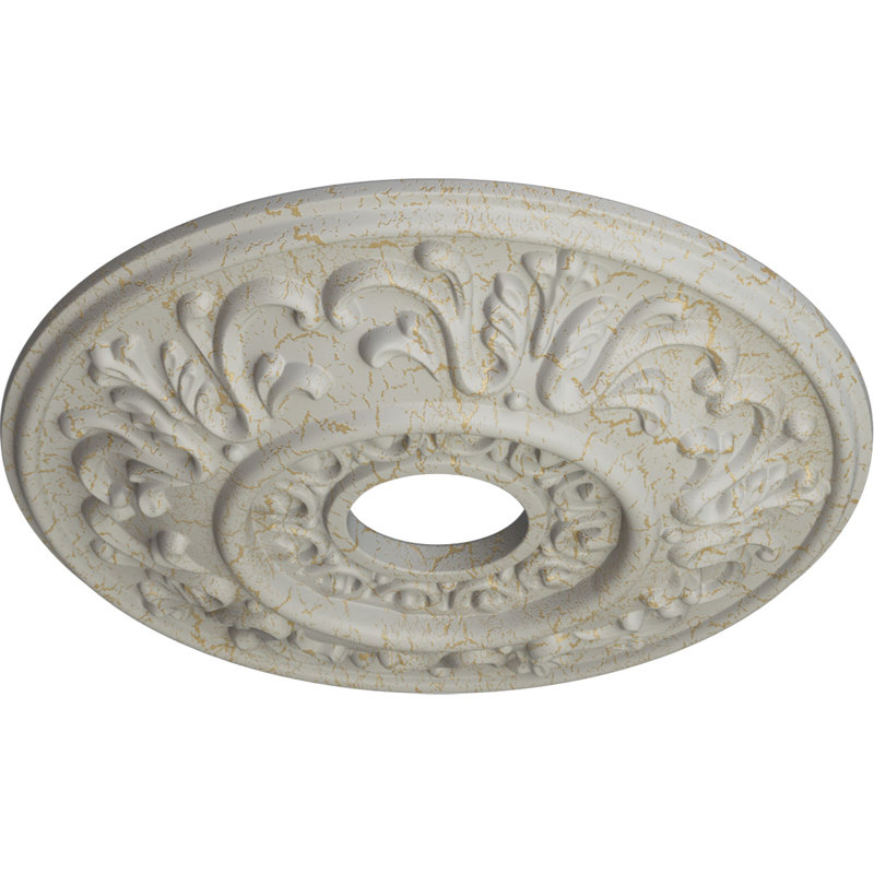 Médaillon de plafond de La Valette de 18 po x P 3 po x P 1 po (convient aux auvents jusqu'à 3 1/2 po), Pot de crème craquelé