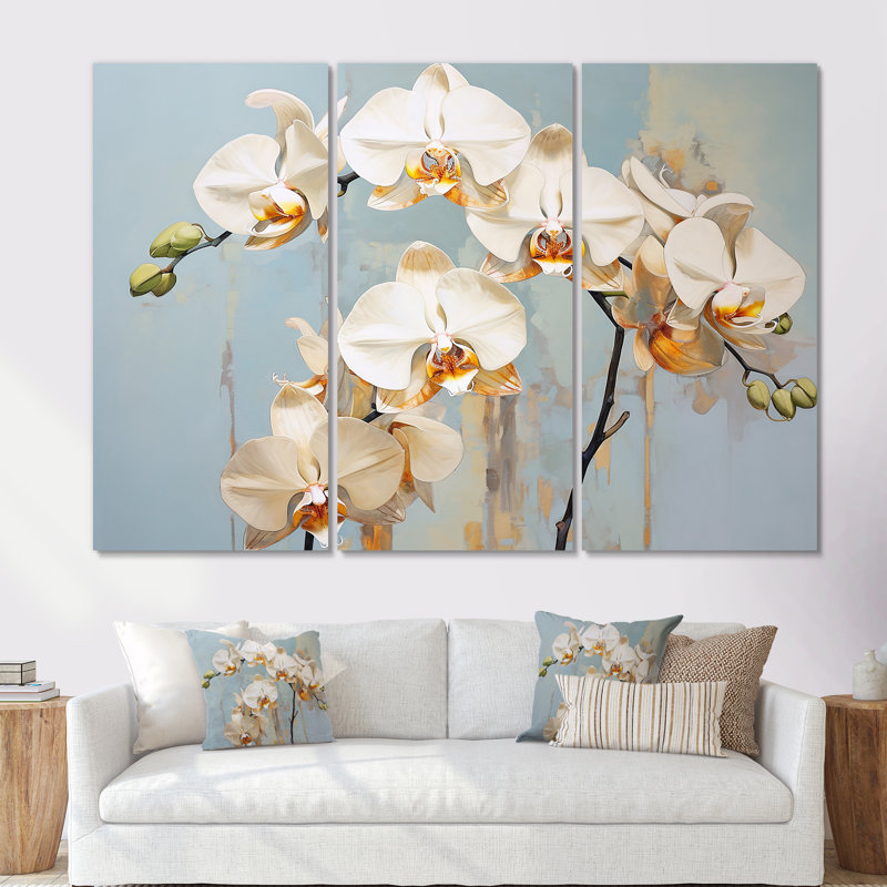 Ensemble de décorations murales Beige Orchids Tranquility VII - Orchids, H 28 po x l 36 po x P 1 po, Toile tendue
