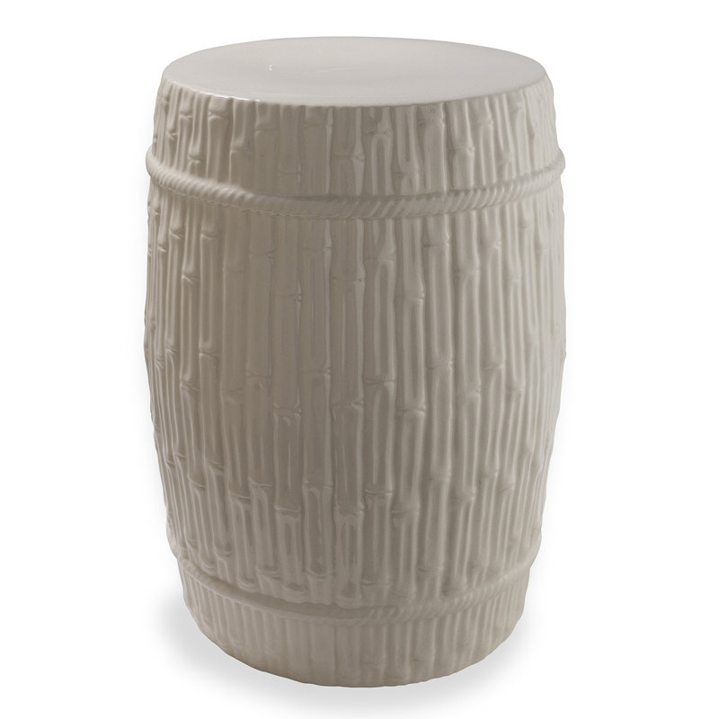 Bamboo Garden Stool, Cream