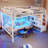 Full Loft Bed With Storage Stairs, Shelves And Built-In Wardrobe, Metal Loft Bed Frame With USB Ports And LED Lights, Noise-Reduced Design, White-636034364-636034360