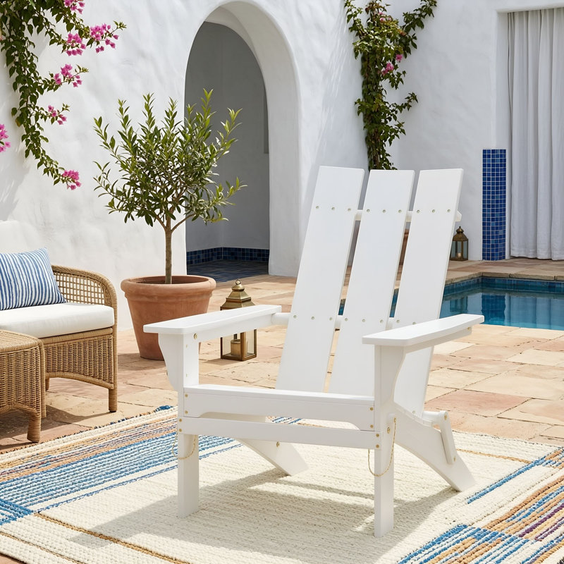 Chaise pliante en bois avec accoudoirs, Blanc