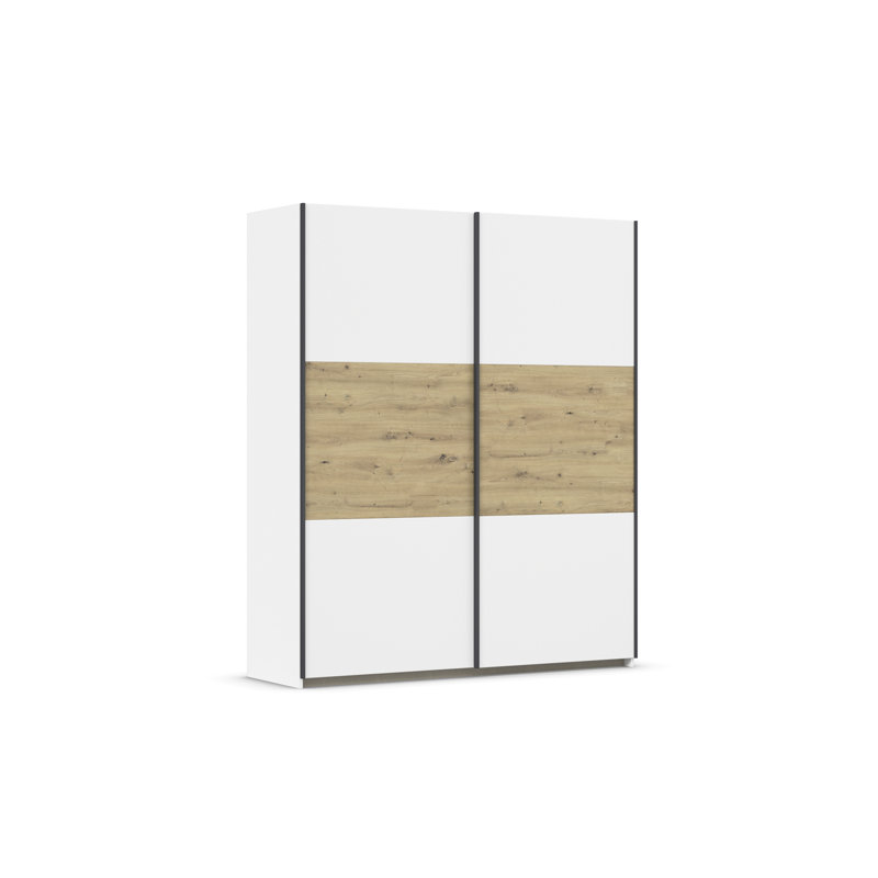 Neo 2 Door Manufactured Wood Wardrobe, 210cm H x 175cm W x 59cm D, Basic, Alpine white/Artisan oak